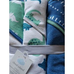 Cloud Island 3 pk Baby Hooded Towels - Pattern rhinoceros